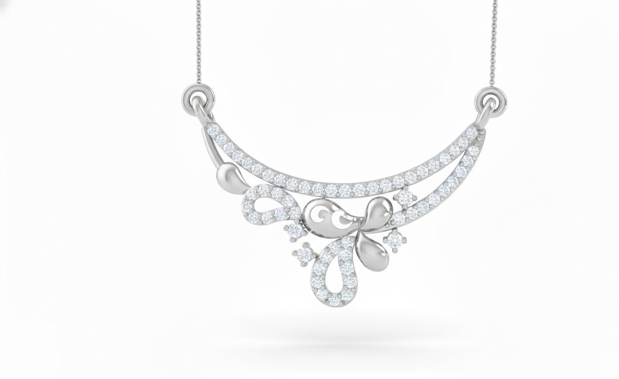 Moissanite Curved Pendant Necklace for Women | Gold, Rose Gold & Silver | Bridal & Anniversary Gift