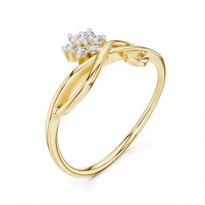 Riora Moissanite infinity flower ring with delicate floral cluster design in rose gold and silver, minimalist and elegant jewelry.