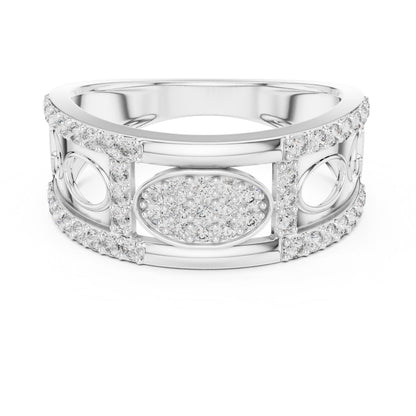 Riora wide CZ eternity band in gold rose silver, hypoallergenic statement ring with sparkling CZ stones, perfect for Valentine promise