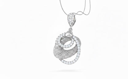 Moissanite Swirl Pendant Necklace, Rose Gold Silver, Adjustable Chain