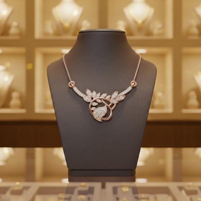 Moissanite Leaf Pendant Necklace, Hypoallergenic Adjustable Chain