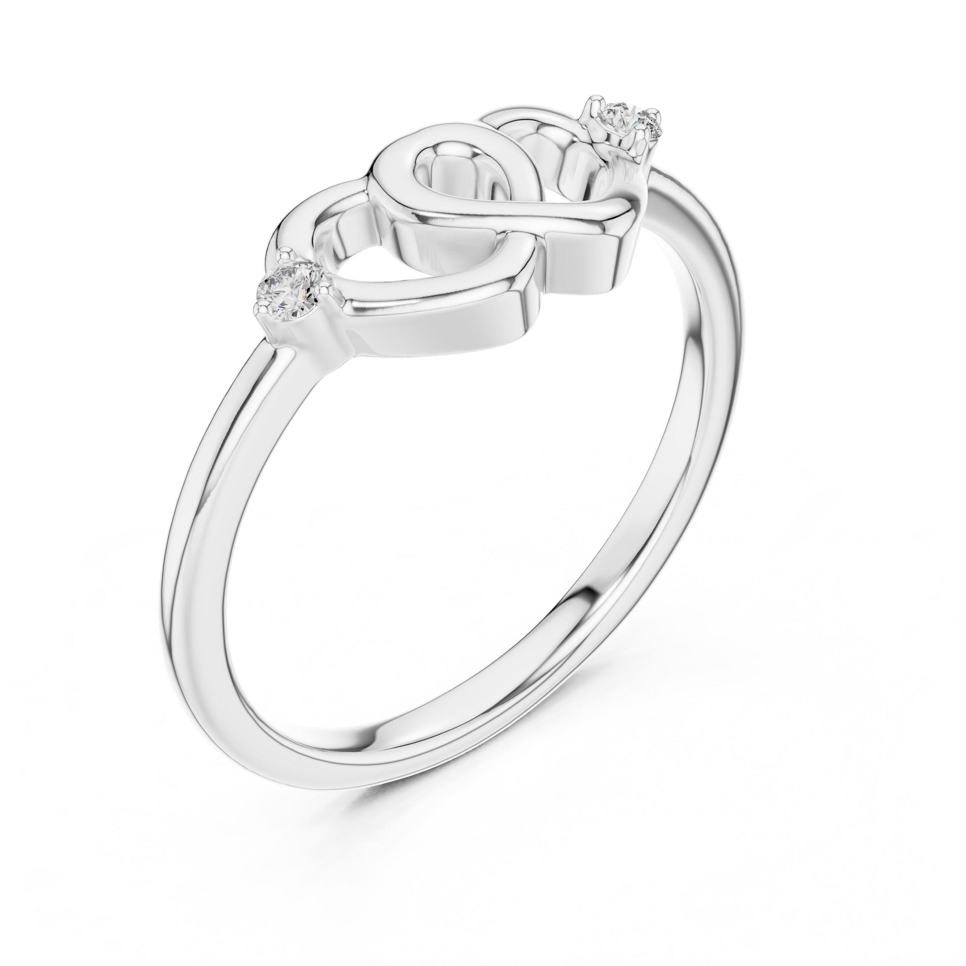 Riora triple heart moissanite ring with romantic love knot design in silver, ideal for women's anniversary or romantic gift