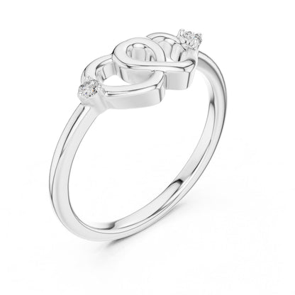 Riora triple heart moissanite ring with romantic love knot design in silver, ideal for women's anniversary or romantic gift