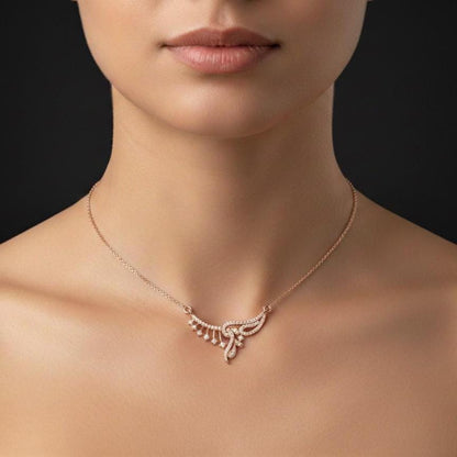 Moissanite Wing Pendant Necklace, Rose Gold Bridal Jewelry,
