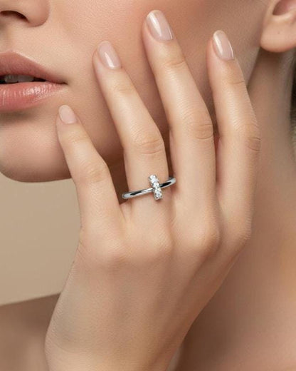 Moissanite Band Ring – Minimal Gold Silver Engagement Ring for Her