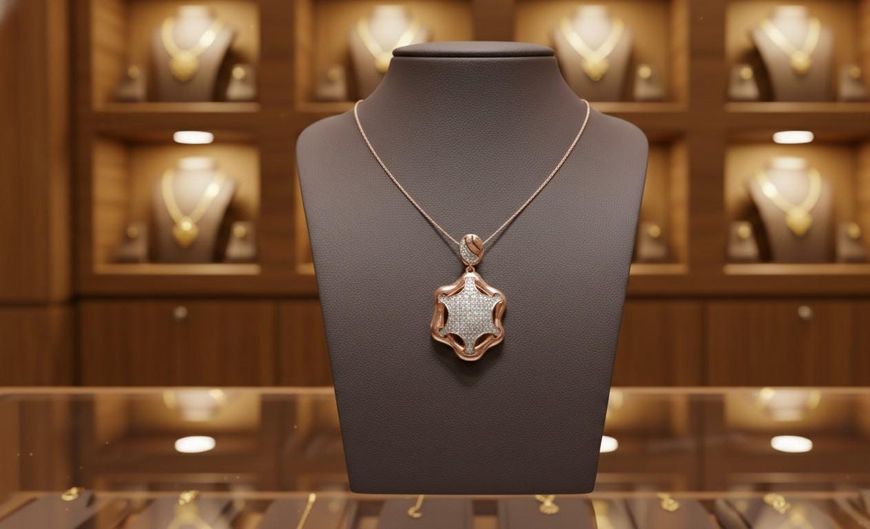 Moissanite Necklace, Rose Gold Silver Chain, Star Pendent