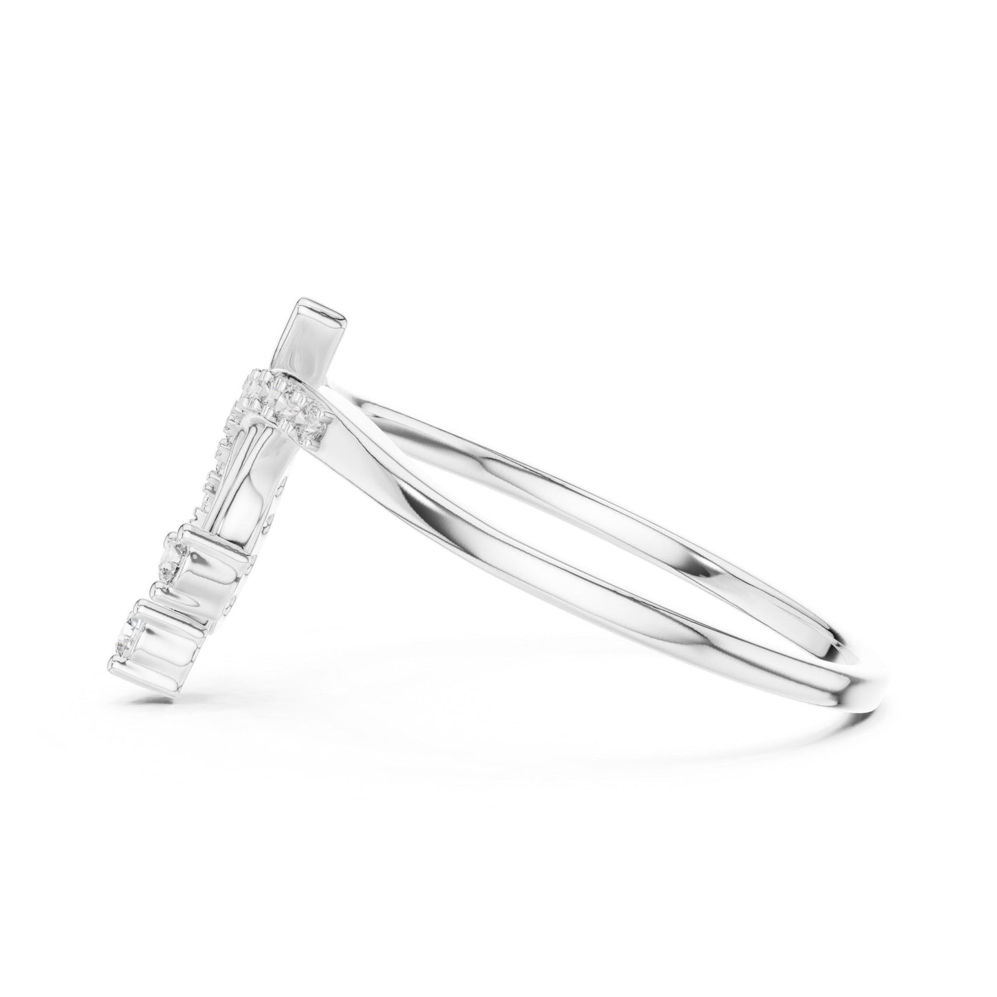 Riora moissanite curved diamond ring in gold and silver, minimalist and stacking design, suitable for engagement or jewelry collection
