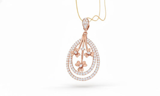 Moissanite Teardrop Pendant Necklace, Floral Diamond Look Charm in Gold Rose Gold Silver Gift