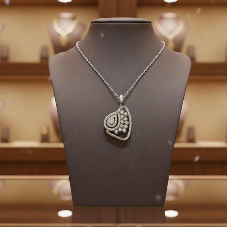 Moissanite Pendant Gold Silver Rose | Elegant Teardrop Bridal Jewelry | Anniversary Valentine Gift for Her