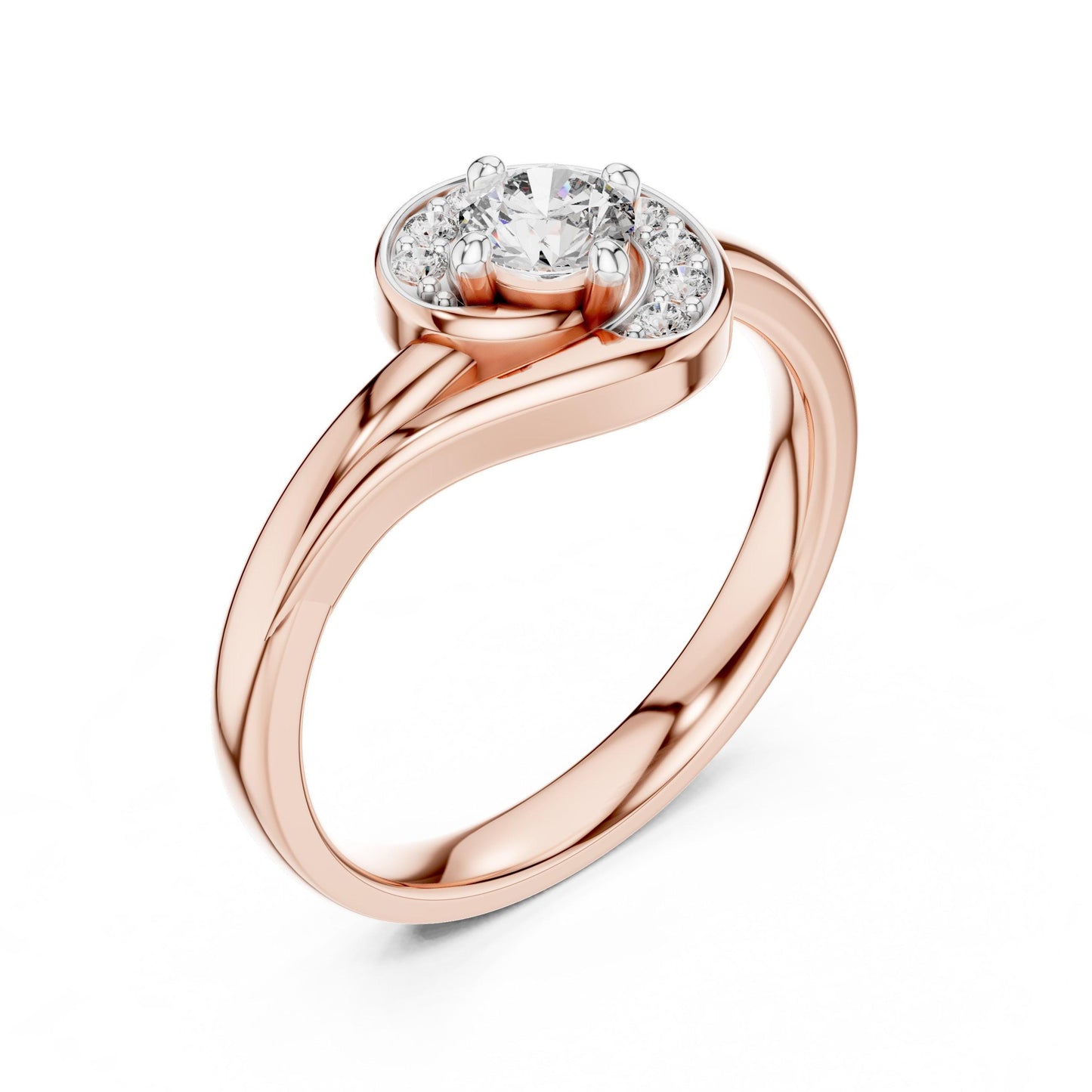 Riora Moissanite diamond engagement band with swirl design, vintage wedding ring style, featuring sparkling stones for bridal gift
