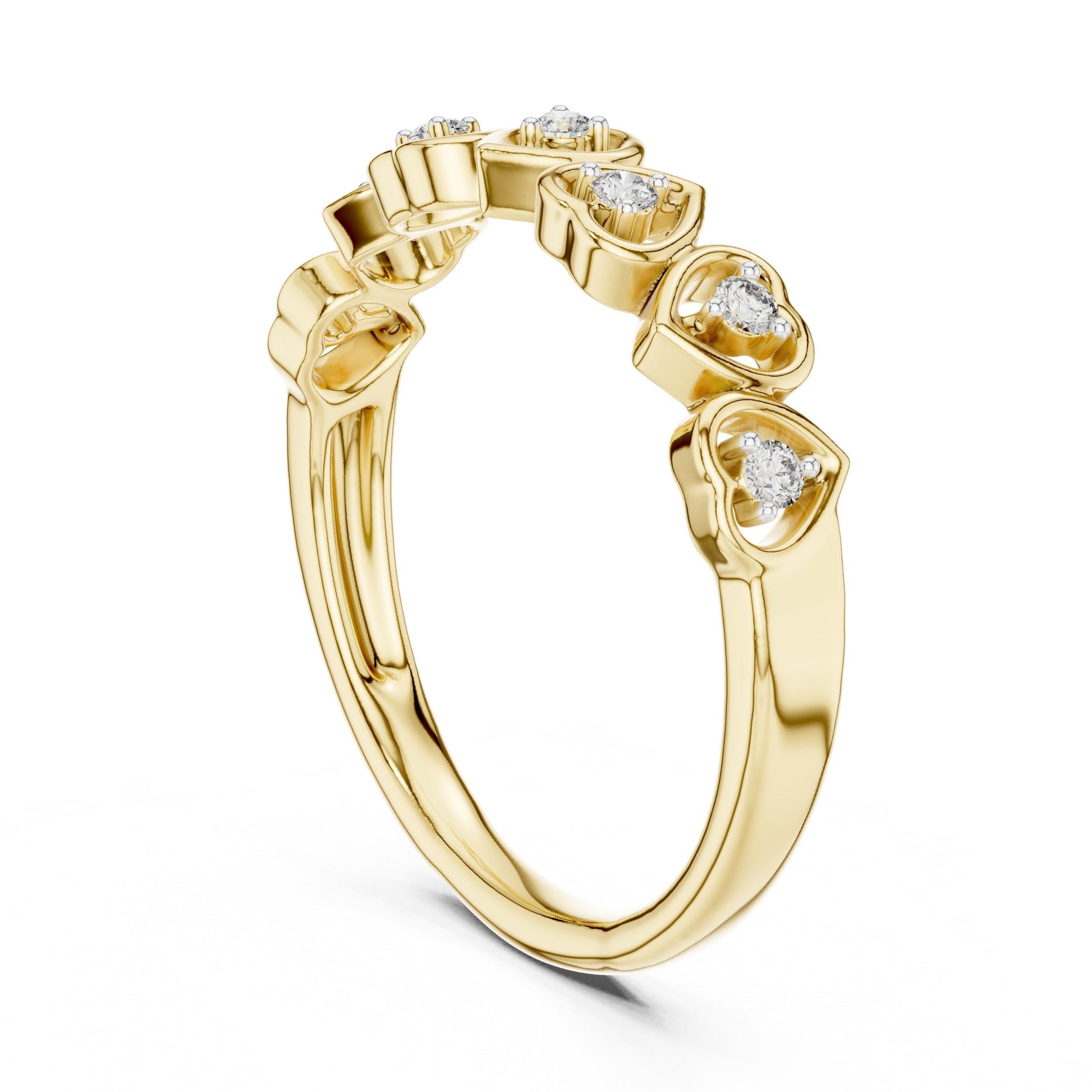 Riora moissanite heart crown ring in rose gold and silver with a romantic, minimalist design for women's wedding jewelry.