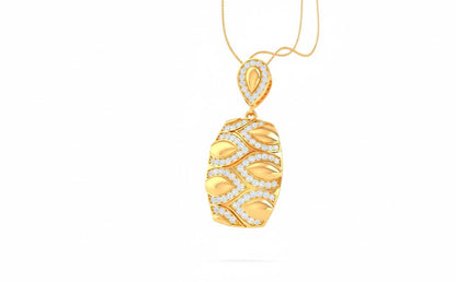 Leaf Pendant Necklace, Non-Allergenic Gold Jewelry, Adjustable Chain Moissanite