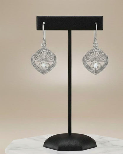 Moissanite Fan Drop Earrings | Hypoallergenic Dangle Earrings | Gold, Rose Gold & Silver