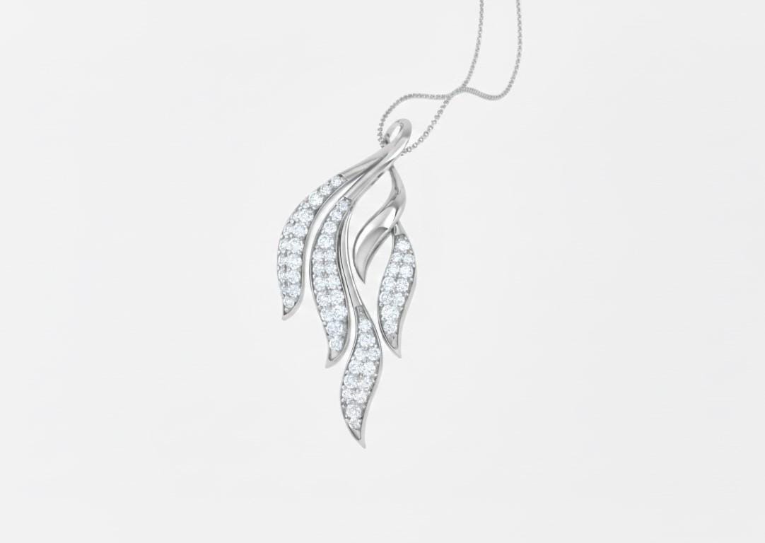 Moissanite Leaf Pendant Necklace for Women | Gold, Rose Gold & Silver | Bridal & Valentine Gift