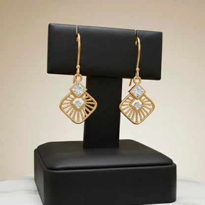 Moissanite Drop Earrings Gold Rose Silver | Diamond Look Dangle Earrings | Hypoallergenic Gift for Her Valentine Jewelry