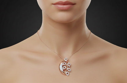 Moissanite Leaf Pendant Necklace | Rose Gold & Silver, Hypoallergenic