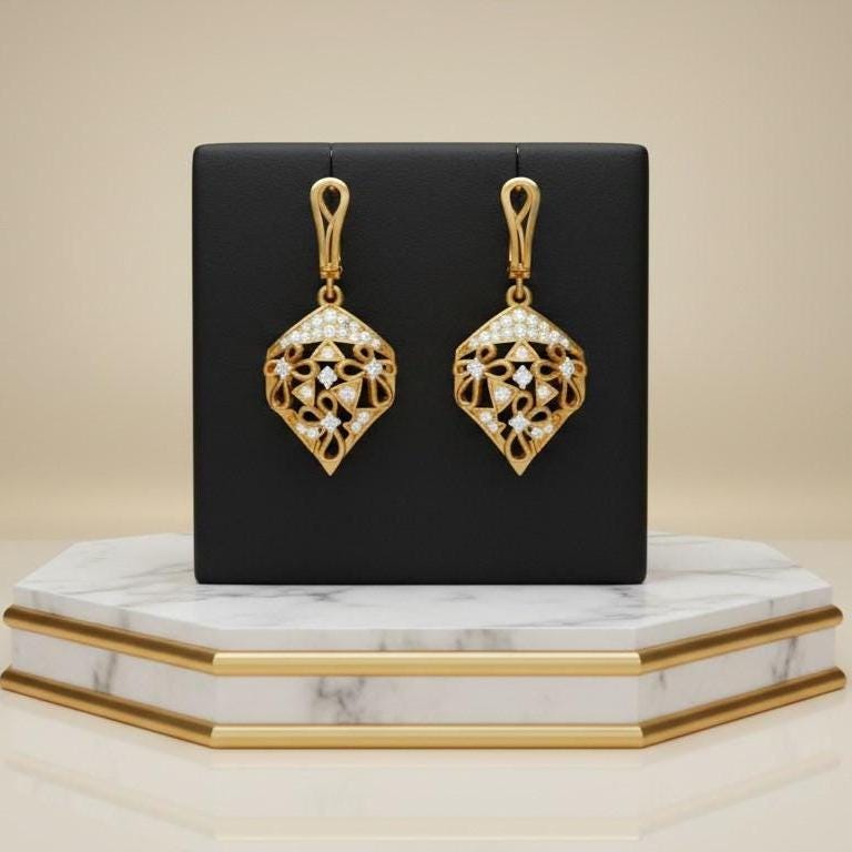 Moissanite Drop Stud Earrings | Hypoallergenic Luxury Dangle Earrings | Gold, Rose Gold & Silver | Riora