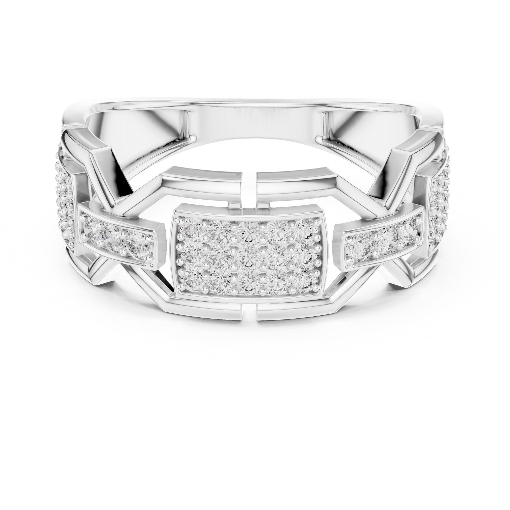 Riora luxury moissanite diamond ring with rose gold chunky band, statement jewelry suitable for weddings or special gifts