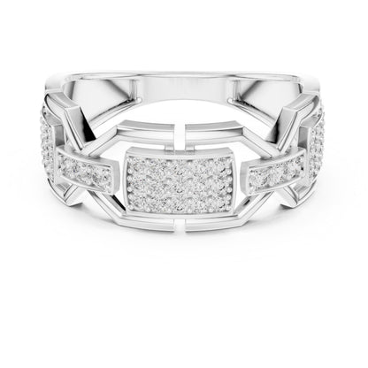 Riora luxury moissanite diamond ring with rose gold chunky band, statement jewelry suitable for weddings or special gifts