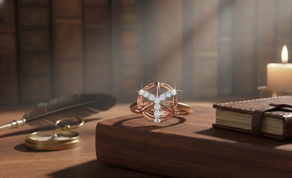 Moissanite Orbit Ring | Celestial Knot Design in Gold, Silver & Rose Gold | Hypoallergenic Engagement Ring