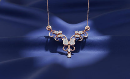 Moissanite Necklace Gold Rose Silver | Elegant Floral Drop Pendant| Hypoallergenic  Valentine Jewelry