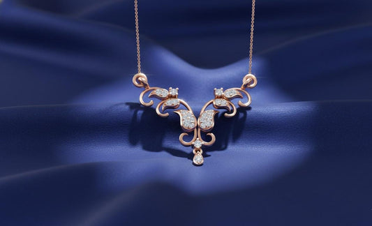 Moissanite Necklace Gold Rose Silver | Elegant Floral Drop Pendant| Hypoallergenic  Valentine Jewelry