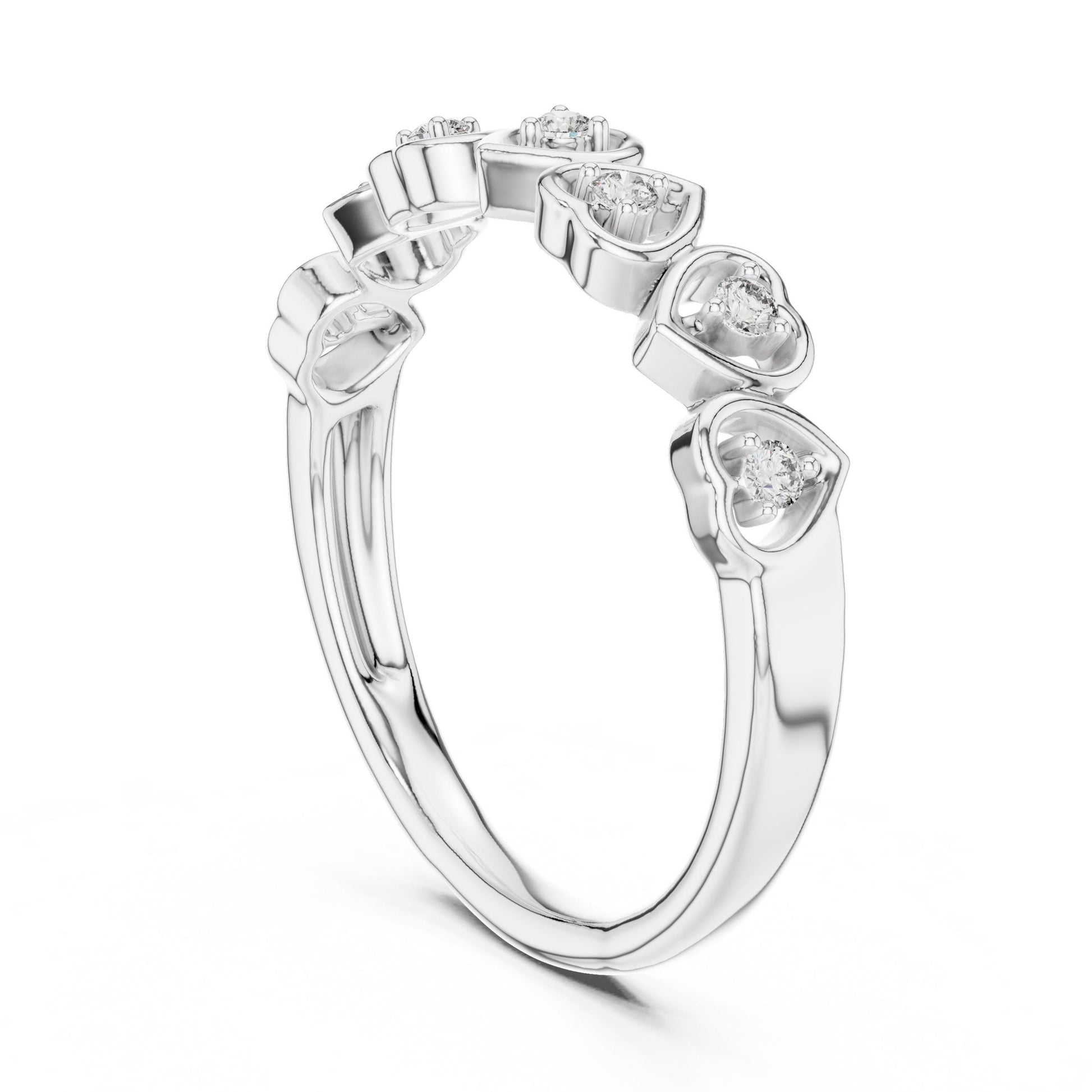 Riora moissanite heart crown ring with rose gold and silver finish, minimalist wedding band for women, romantic jewelry design