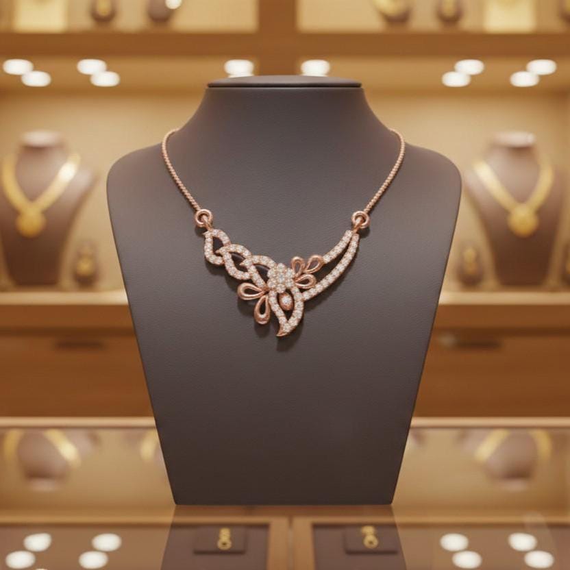 Riora elegant moissanite diamond butterfly necklace in gold rose with dainty pendant, ideal bridal jewelry gift for women