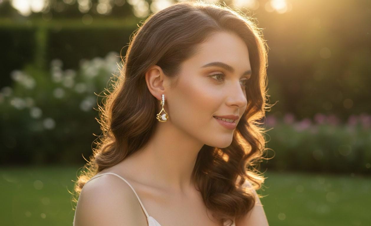 Moissanite Teardrop Jewelry Set for Women | Necklace, Earrings & Ring | Gold, Rose Gold & Silver | Bridal & Valentine Gift