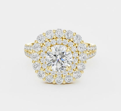 Luxury Halo Engagement Ring | Cubic Zirconia | Gold, Rose Gold & Silver