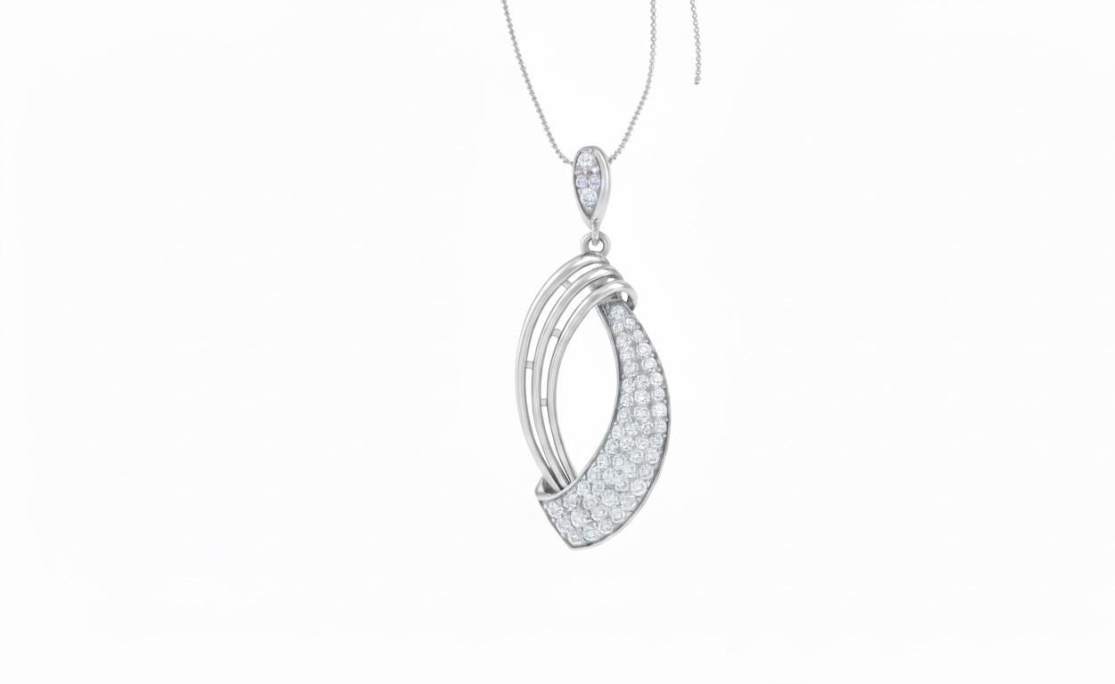 Crescent Pendant Necklace, Adjustable Chain, Elegant Gift Moissanite