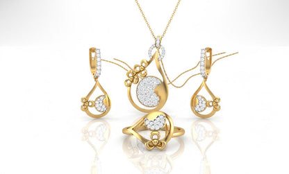 Moissanite Teardrop Jewelry Set for Women | Necklace, Earrings & Ring | Gold, Rose Gold & Silver | Bridal & Valentine Gift