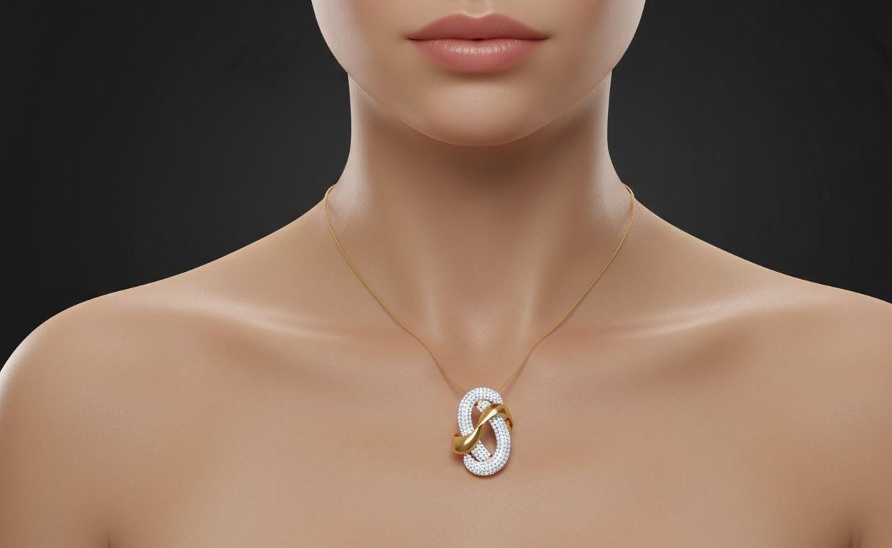 Moissanite Infinity Pendant  Adjustable Chain, Elegant Necklace  Gift