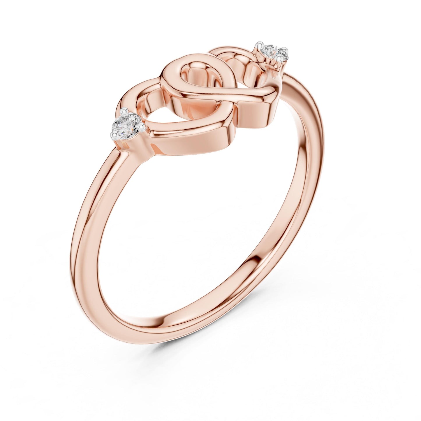 Silver triple heart moissanite ring with love knot design, romantic minimalist style, perfect for women celebrating anniversaries.