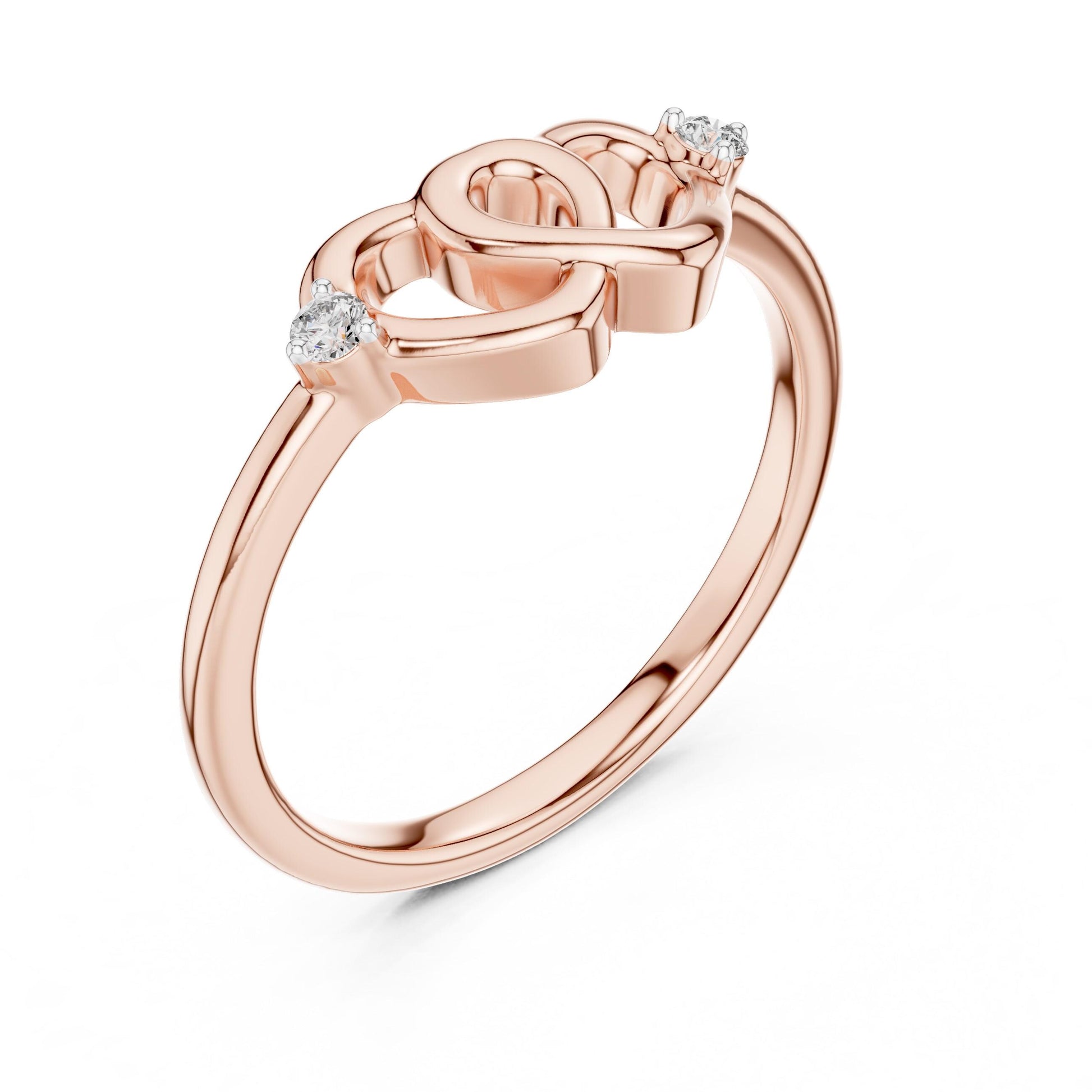 Silver triple heart moissanite ring with love knot design, romantic minimalist style, perfect for women celebrating anniversaries.
