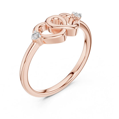 Silver triple heart moissanite ring with love knot design, romantic minimalist style, perfect for women celebrating anniversaries.