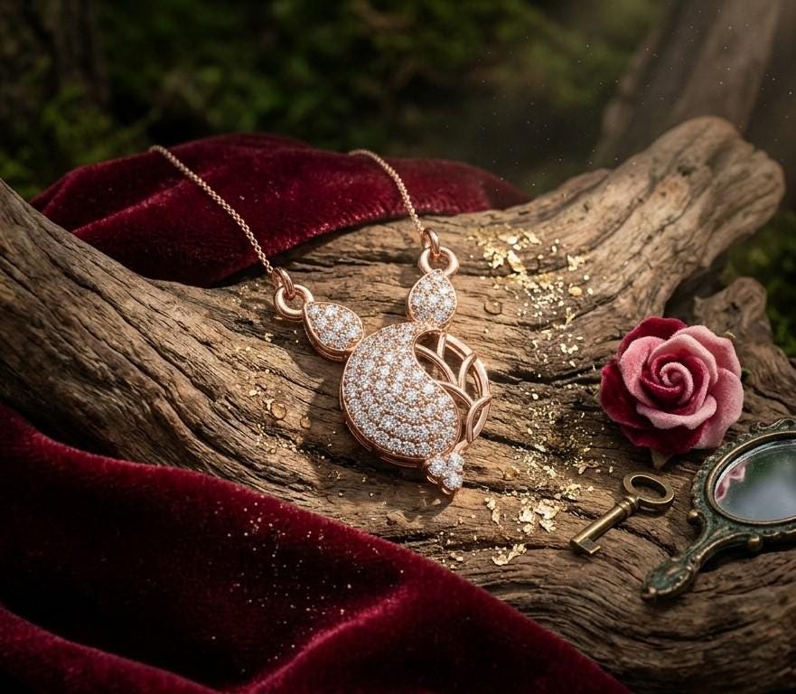 Riora Moissanite owl necklace with gold, rose, and silver pendant on an adjustable chain, animal jewelry gift, luxurious statement piece.