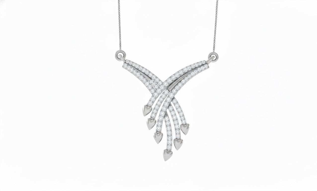 Rose gold moissanite heart drop necklace with delicate chain, romantic bridal jewelry, ideal gift for her, by Riora.