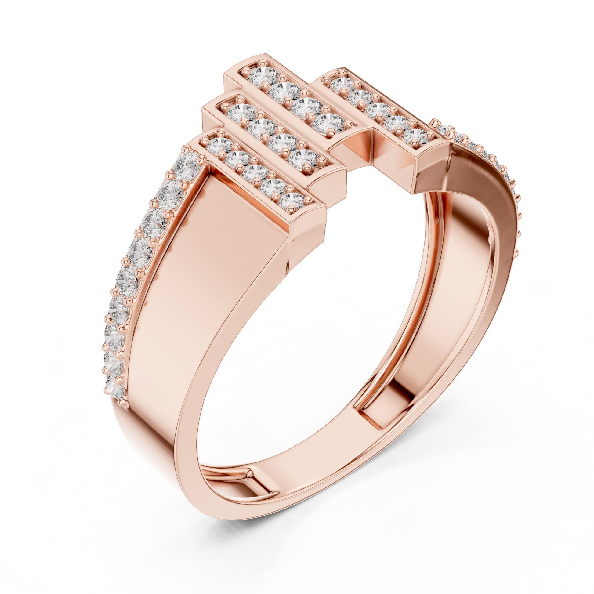 Riora luxury CZ statement ring for women with gold, rose, and silver adjustable band, perfect for anniversary or Valentine gift