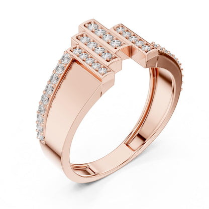 Riora luxury CZ statement ring for women with gold, rose, and silver adjustable band, perfect for anniversary or Valentine gift