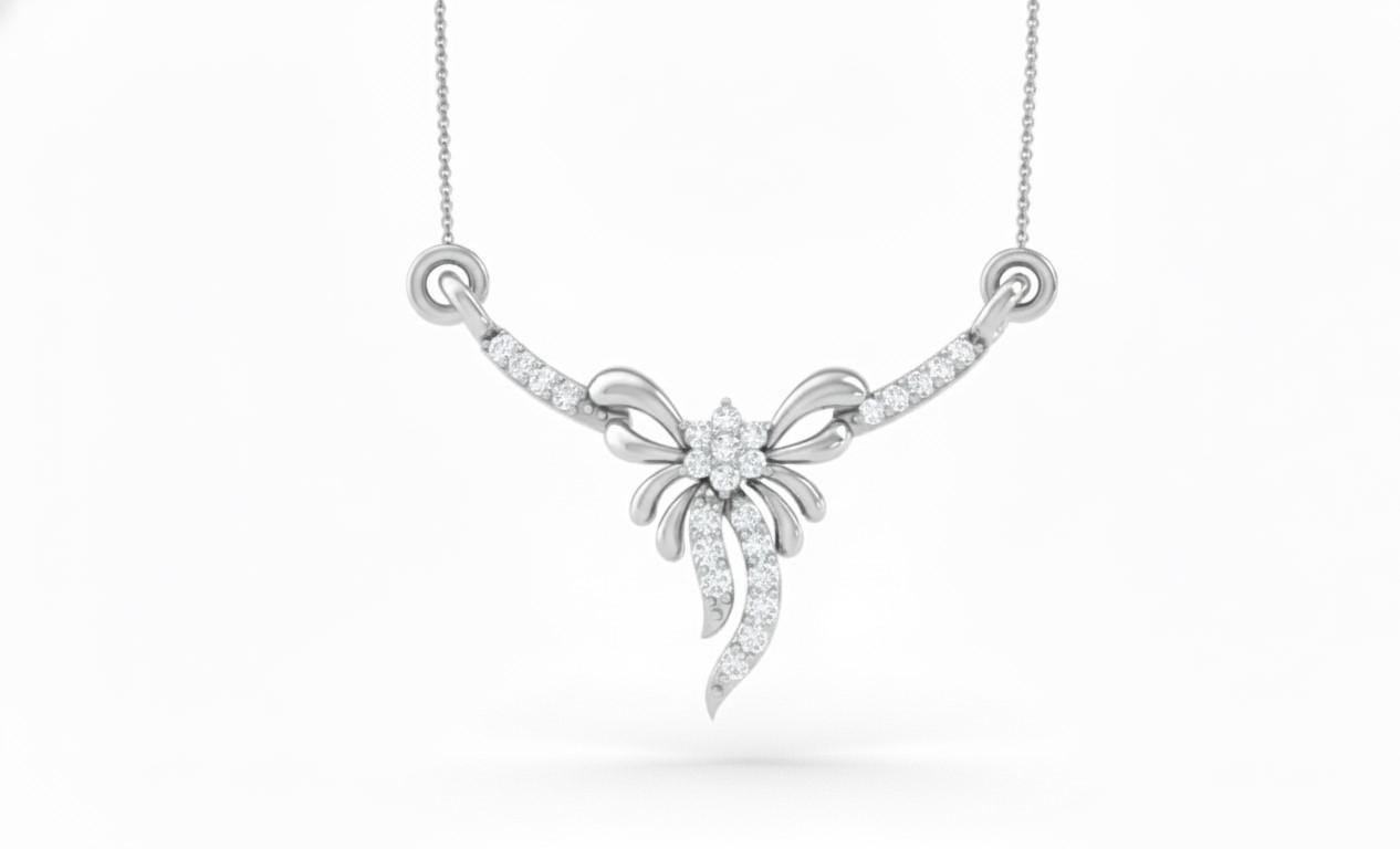 Moissanite Bow Pendant Necklace for Women | Gold, Rose Gold & Silver | Adjustable 22" Chain | Elegant Gift