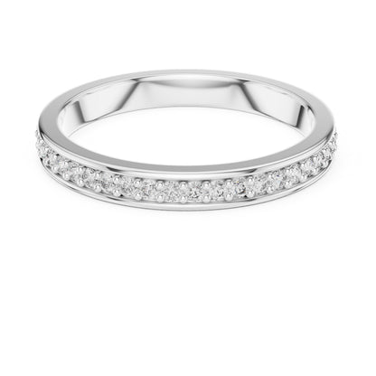 Riora moissanite diamond wedding band, minimalist stackable ring with dainty design, perfect for bridal, promise, or anniversary jewelry.