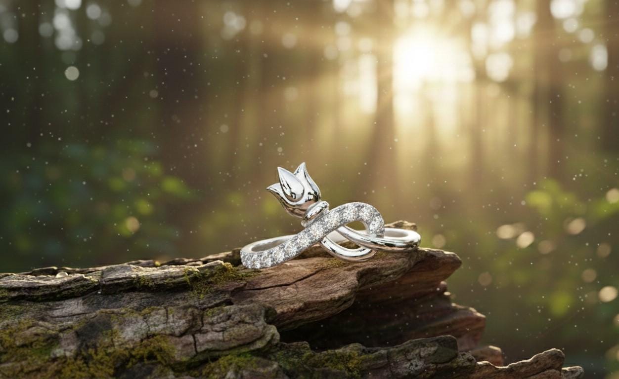 Lotus Infinity Moissanite Ring | Hypoallergenic Promise Ring | Valentine Gift for Her