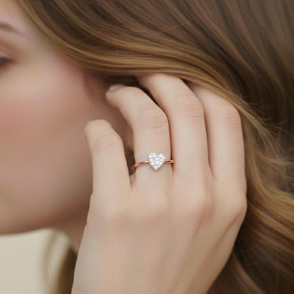 Heart Moissanite Ring – Dainty Love Ring | Hypoallergenic, Nickel-Free | Valentine Gift for Her | Riora