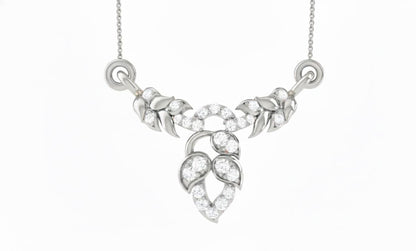 Moissanite Leaf Pendant Necklace, 22 Inch Chain, Bridal Jewelry