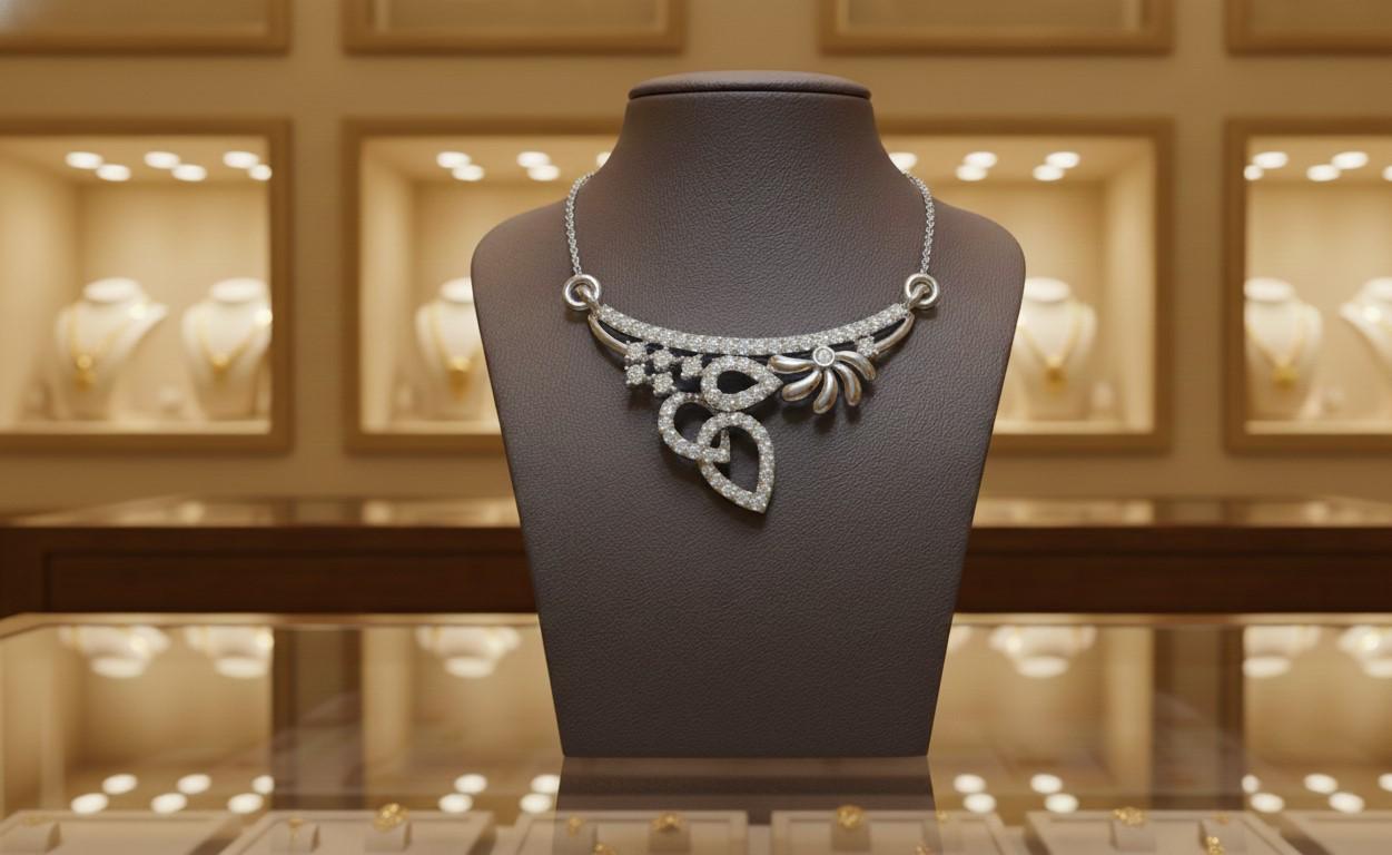 Moissanite Pendant Necklace | Floral Leaf Design | Gold, Rose Gold & Silver | Gift for Her