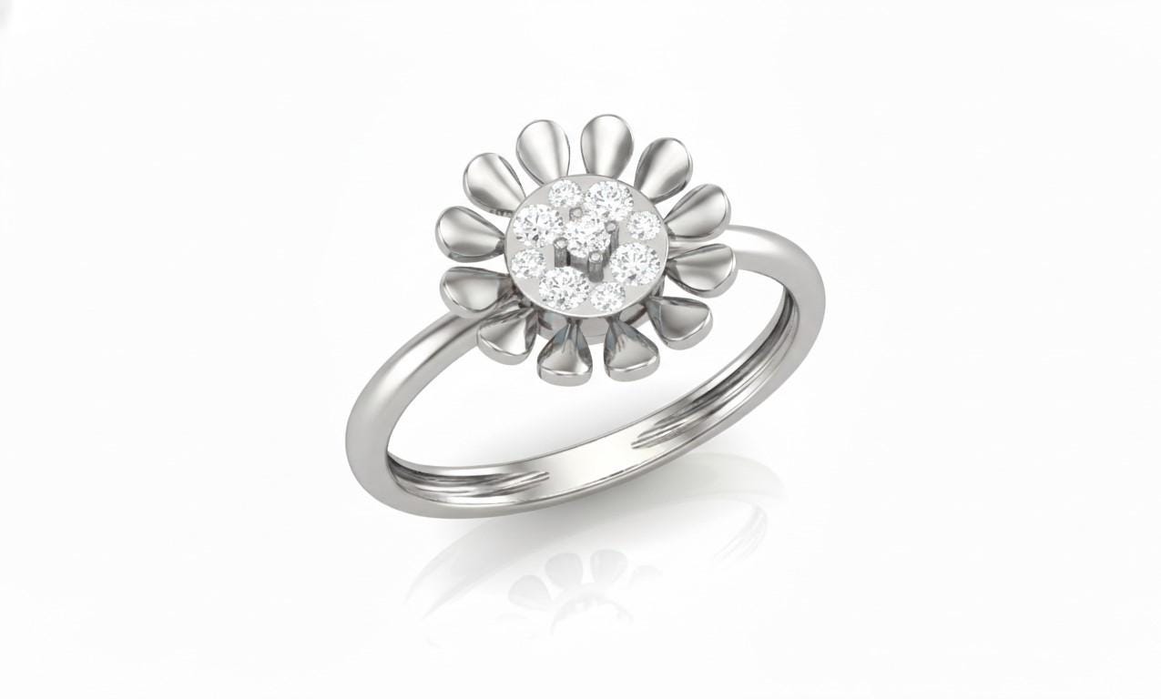 Moissanite Floral Daisy Ring for Women | Gold, Rose Gold & Silver | Sizes 5–11 | Promise & Valentine Gift