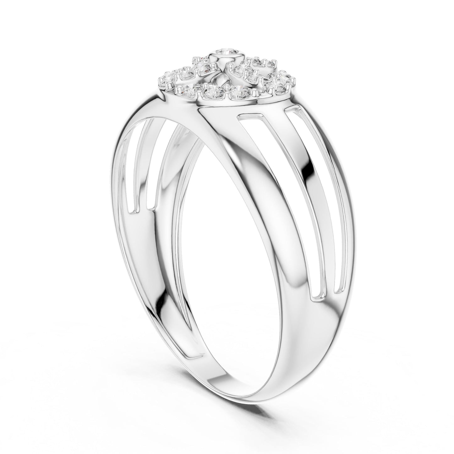 Riora luxury moissanite diamond halo ring in gold and silver bridal jewelry with intricate design, perfect for weddings or gifts.