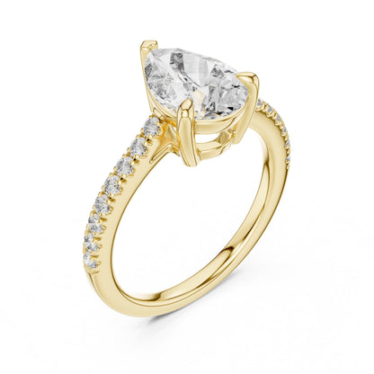 Pear Cut CZ Ring | Gold Rose Gold Silver Engagement & Promise Ring
