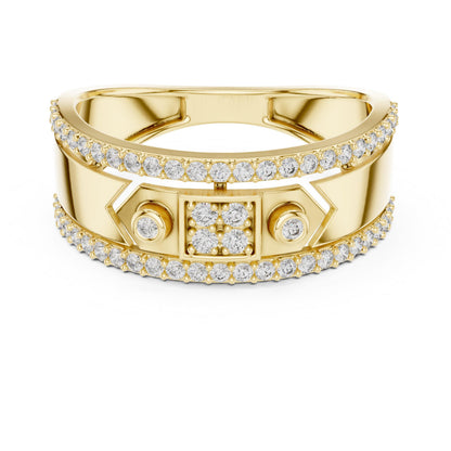 Riora luxury moissanite diamond statement ring for women, rose gold cocktail band with bridal and party jewelry style.